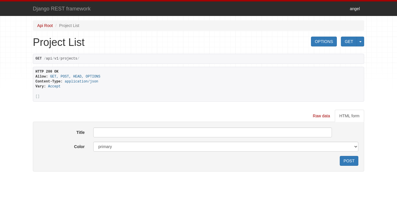 Interfaz gráfica de Django REST Framework